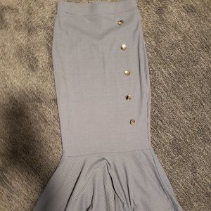Light Blue Mermaid skirt with gold buttons
